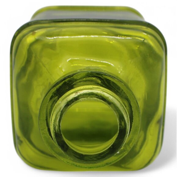 Vintage Olive Green Square Glass Apothecary Bottle Jar Decorative - Picture 6 of 6